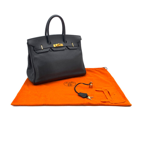 HERMES BIRKIN 35 BLACK TOGO HAND BAG □G GHW 90297513 - PURPOSE