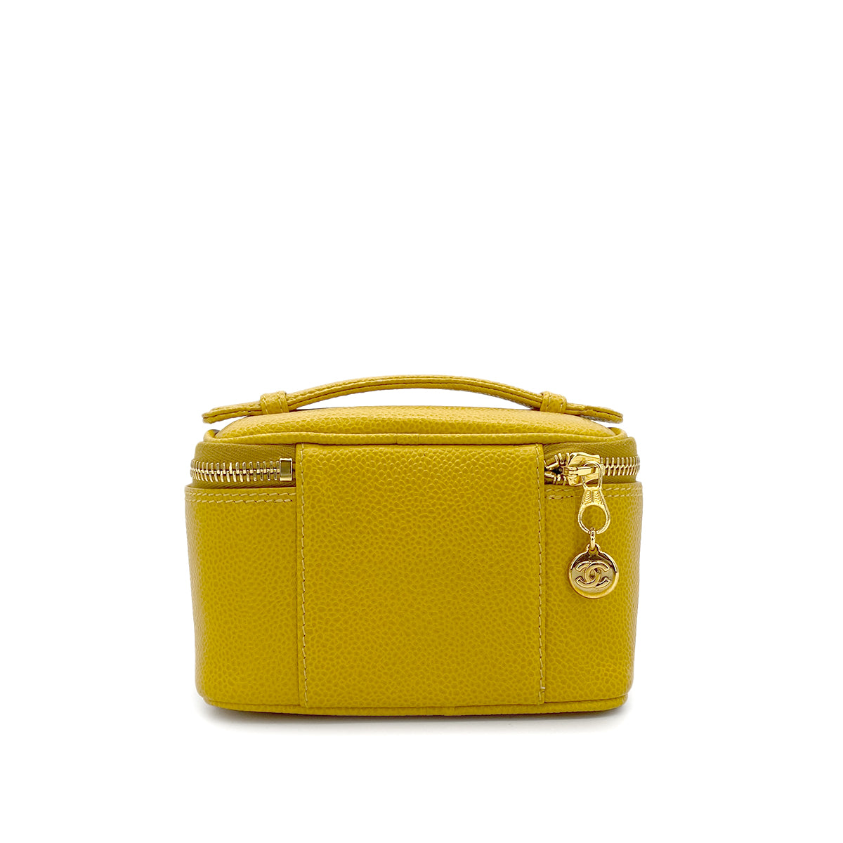 CHANEL VINTAGE MINI VANITY HAND BAG YELLOW CAVIAR SKIN 90297519