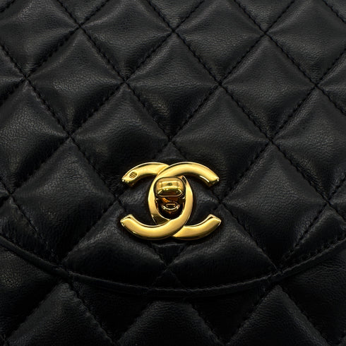 CHANEL VINTAGE MATELASSE HALF MOON CHAIN SHOULDER BAG BLACK LAMB SKIN 90297522 - PURPOSE