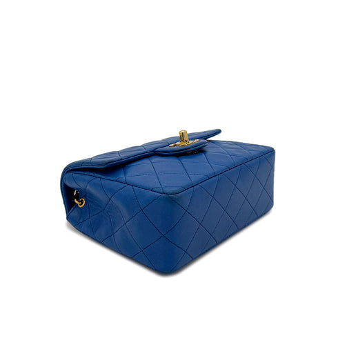 CHANEL VINTAGE MINI SQUARE 17 CHAIN SHOULDER BAG BLUE LAMB SKIN 90297531