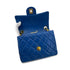 CHANEL VINTAGE MINI SQUARE 17 CHAIN SHOULDER BAG BLUE LAMB SKIN 90297531