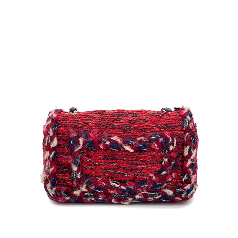 CHANEL MINI MATELASSE 20 BRAIDED CHARM CHAIN SHOULDER BAG RED TWEED 90297533 - PURPOSE