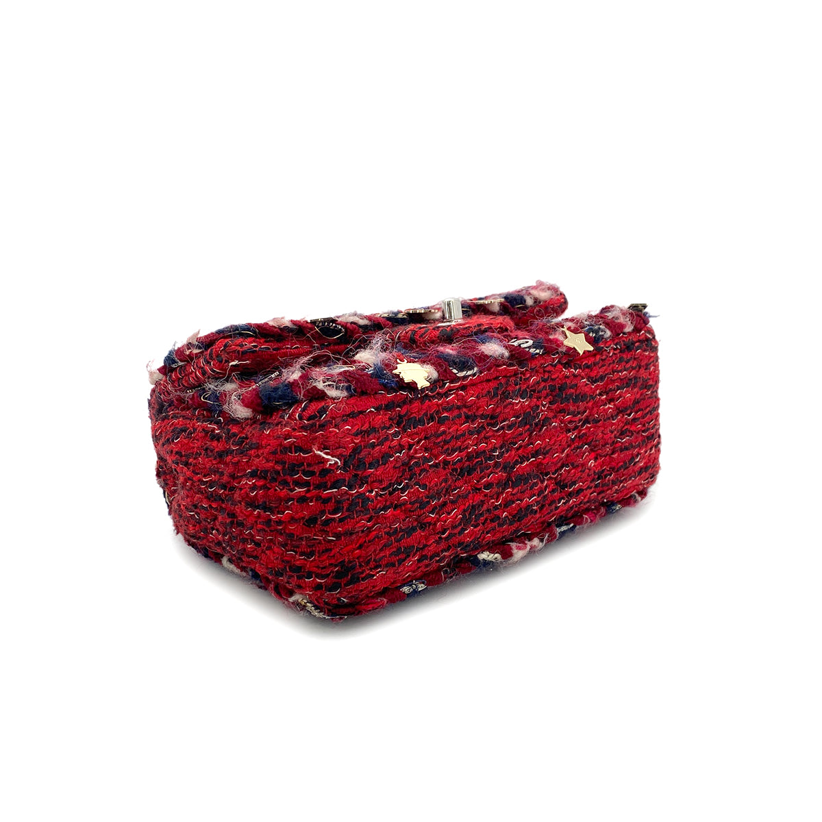 CHANEL MINI MATELASSE 20 BRAIDED CHARM CHAIN SHOULDER BAG RED TWEED 90297533