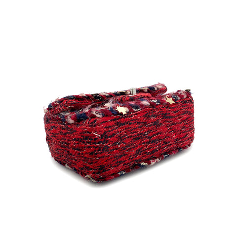 CHANEL MINI MATELASSE 20 BRAIDED CHARM CHAIN SHOULDER BAG RED TWEED 90297533 - PURPOSE