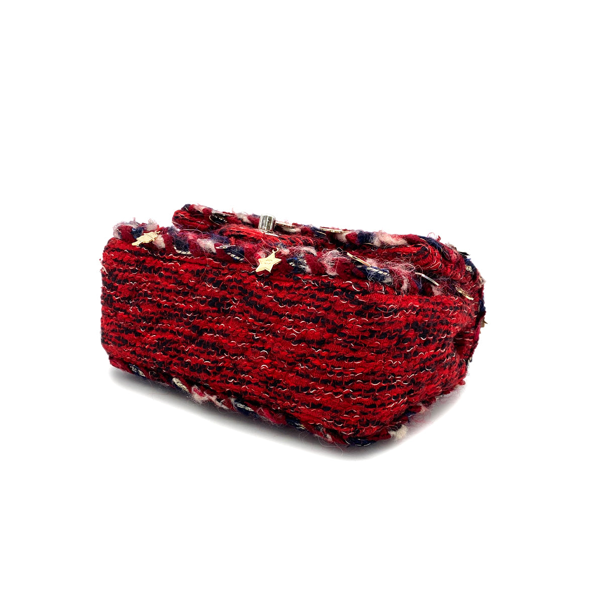 CHANEL MINI MATELASSE 20 BRAIDED CHARM CHAIN SHOULDER BAG RED TWEED 90297533