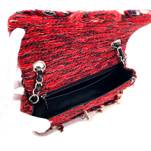 CHANEL MINI MATELASSE 20 BRAIDED CHARM CHAIN SHOULDER BAG RED TWEED 90297533 - PURPOSE
