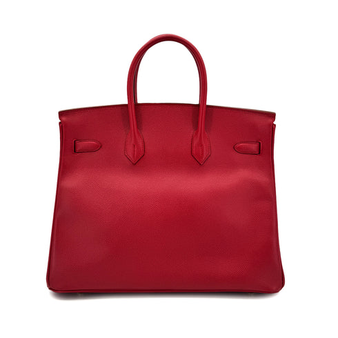 HERMES BIRKIN 35 ROUGE VIF COUCHVEL HAND BAG □A GHW 90298147 - PURPOSE