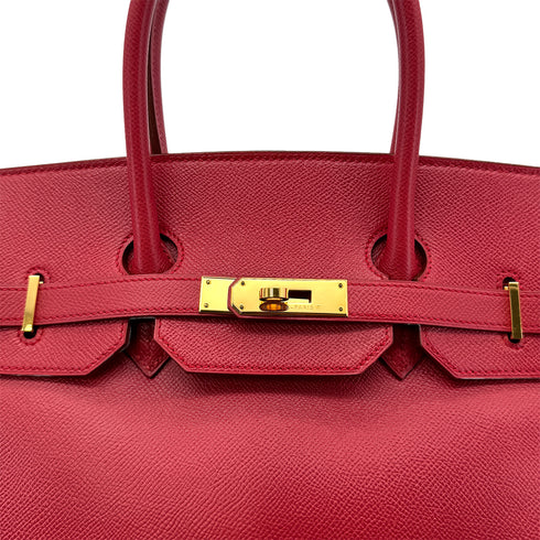 HERMES BIRKIN 35 ROUGE VIF COUCHVEL HAND BAG □A GHW 90298147 - PURPOSE