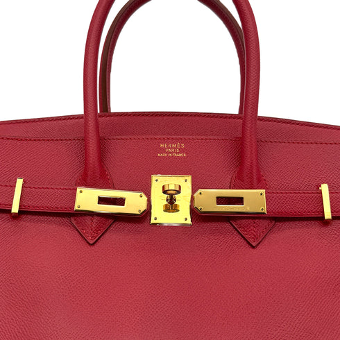 HERMES BIRKIN 35 ROUGE VIF COUCHVEL HAND BAG □A GHW 90298147 - PURPOSE