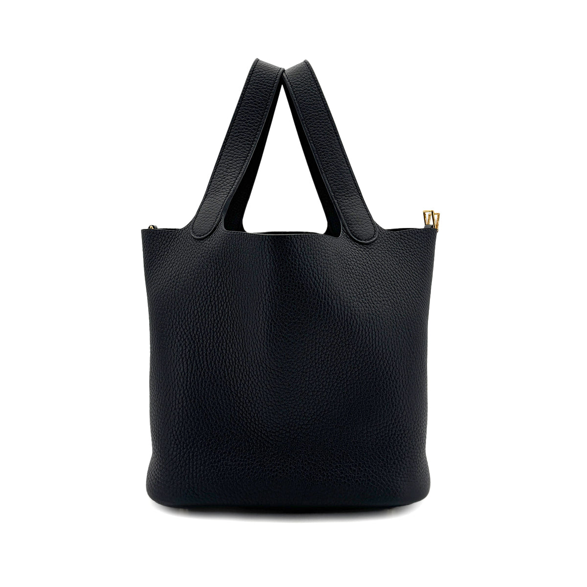 HERMES PICOTIN LOCK MM BLACK TAURILLON CLEMENCE HAND BAG Z GHW 90298149