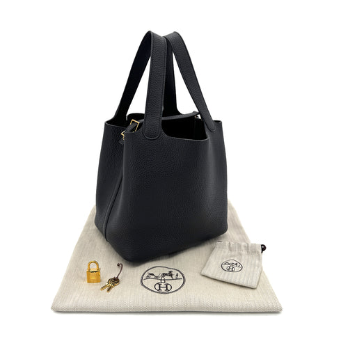 HERMES PICOTIN LOCK MM BLACK TAURILLON CLEMENCE HAND BAG Z GHW 90298149 - PURPOSE