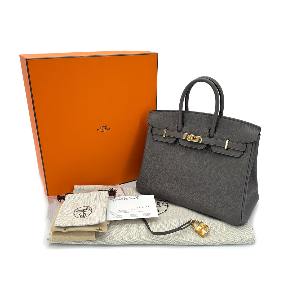 HERMES BIRKIN 25 ETAIN TOGO HAND BAG C GHW 90298152