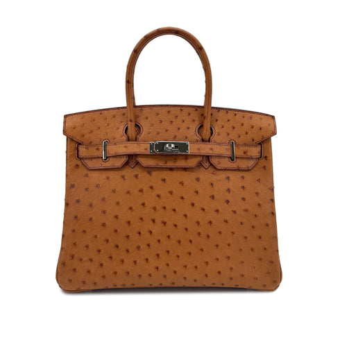 HERMES BIRKIN 30 CHESTNUT OSTRICH HAND BAG □I SHW 90298153 - PURPOSE