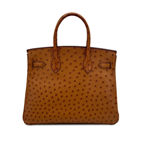HERMES BIRKIN 30 CHESTNUT OSTRICH HAND BAG □I SHW 90298153 - PURPOSE