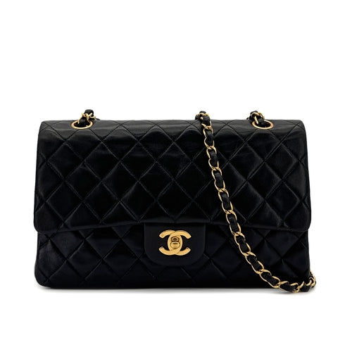 CHANEL VINTAGE CLASSIC FLAP MEDIUM CHAIN SHOULDER BAG BLACK LAMB SKIN 90298158 - PURPOSE