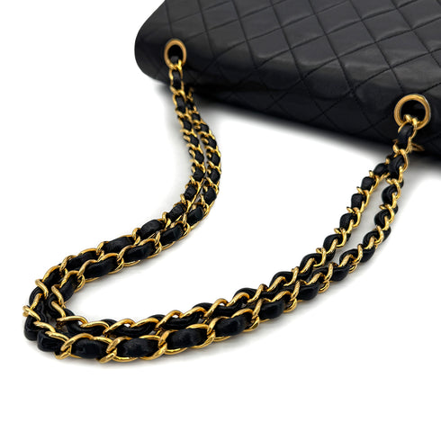 CHANEL VINTAGE CLASSIC FLAP MEDIUM CHAIN SHOULDER BAG BLACK LAMB SKIN 90298158 - PURPOSE