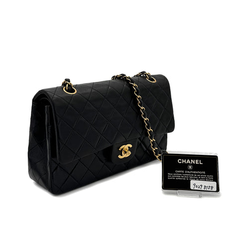 CHANEL VINTAGE CLASSIC FLAP MEDIUM CHAIN SHOULDER BAG BLACK LAMB SKIN 90298158 - PURPOSE