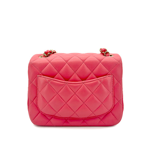 CHANEL VINTAGE MINI SQUARE 17 CHAIN SHOULDER BAG PINK LAMB SKIN 90298159 - PURPOSE