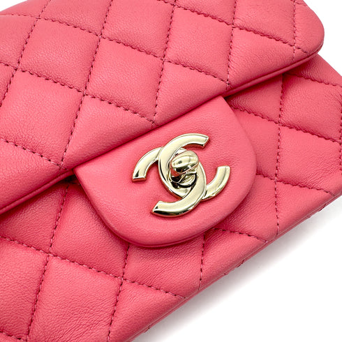 CHANEL VINTAGE MINI SQUARE 17 CHAIN SHOULDER BAG PINK LAMB SKIN 90298159 - PURPOSE