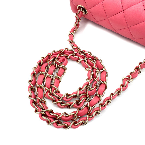 CHANEL VINTAGE MINI SQUARE 17 CHAIN SHOULDER BAG PINK LAMB SKIN 90298159 - PURPOSE