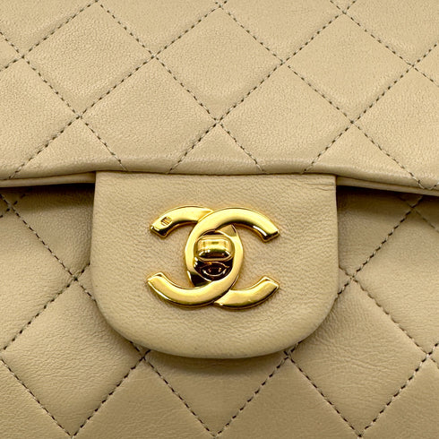 CHANEL VINTAGE CLASSIC FLAP SMALL CHAIN SHOULDER BAG BEIGE LAMB SKIN 90298161 - PURPOSE