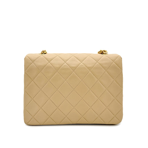 CHANEL VINTAGE MINI MATELASSE 20 CHAIN SHOULDER BAG BEIGE LAMB SKIN 90298162 - PURPOSE