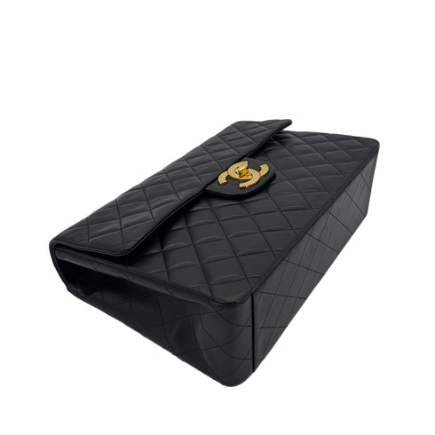 CHANEL VINTAGE MAXI MATELASSE 34 CHAIN SHOULDER BAG BLACK LAMB SKIN 90298163 - PURPOSE