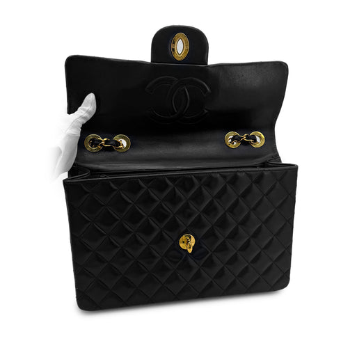 CHANEL VINTAGE MAXI MATELASSE 34 CHAIN SHOULDER BAG BLACK LAMB SKIN 90298163 - PURPOSE