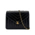 CHANEL VINTAGE V STITCH BLACK CHAIN SHOULDER BAG LAMB SKIN 90298165 - PURPOSE