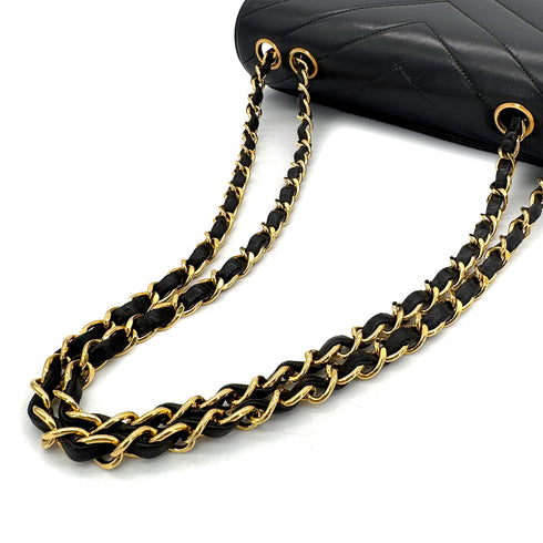 CHANEL VINTAGE V STITCH BLACK CHAIN SHOULDER BAG LAMB SKIN 90298165 - PURPOSE