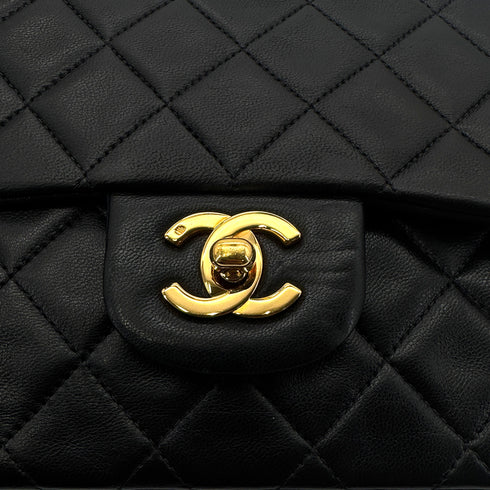 CHANEL VINTAGE CLASSIC FLAP MEDIUM CHAIN SHOULDER BAG BLACK LAMB SKIN 90298166 - PURPOSE