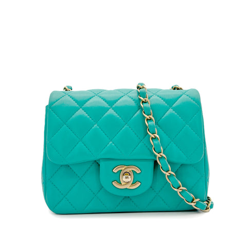 CHANEL MINI MATELASSE 20 CHAIN SHOULDER BAG MINT GREEN LAMB SKIN 90298167 - PURPOSE