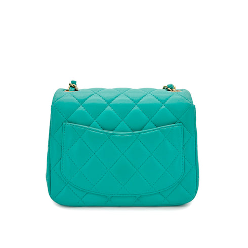 CHANEL MINI MATELASSE 20 CHAIN SHOULDER BAG MINT GREEN LAMB SKIN 90298167 - PURPOSE