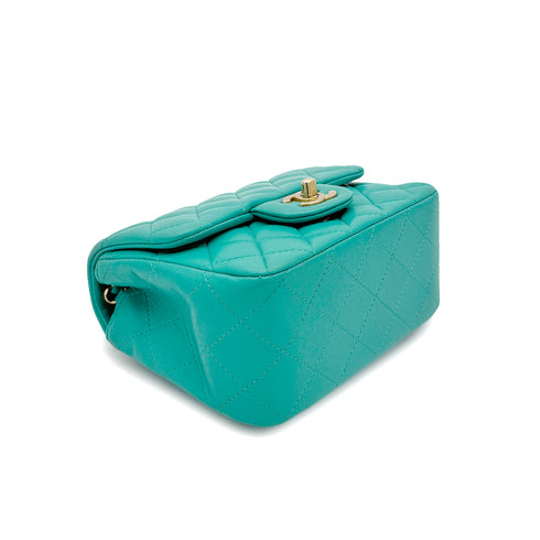 CHANEL MINI MATELASSE 20 CHAIN SHOULDER BAG MINT GREEN LAMB SKIN 90298167 - PURPOSE