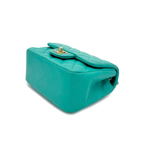 CHANEL MINI MATELASSE 20 CHAIN SHOULDER BAG MINT GREEN LAMB SKIN 90298167 - PURPOSE