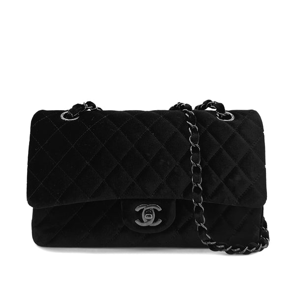 CHANEL CLASSIC FLAP MEDIUM CHAIN SHOULDER BAG BLACK VELOR 90298168 - PURPOSE
