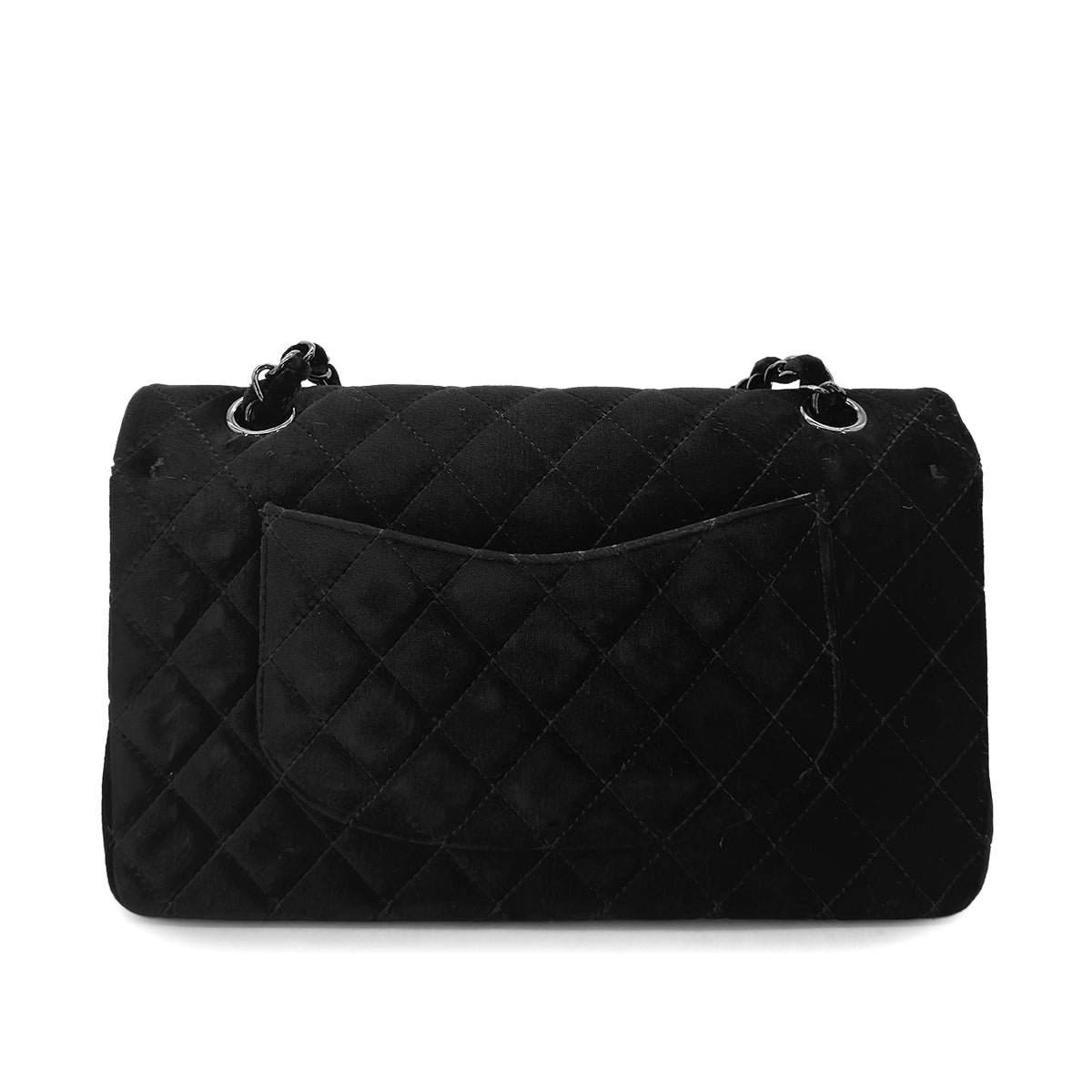 CHANEL CLASSIC FLAP MEDIUM CHAIN SHOULDER BAG BLACK VELOR 90298168