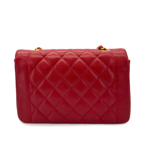 CHANEL VINTAGE DIANA MEDIUM CHAIN SHOULDER BAG RED CAVIAR SKIN 90298170 - PURPOSE