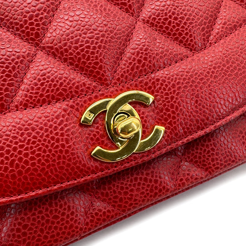 CHANEL VINTAGE DIANA MEDIUM CHAIN SHOULDER BAG RED CAVIAR SKIN 90298170 - PURPOSE