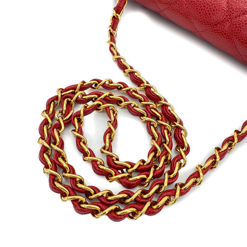 CHANEL VINTAGE DIANA MEDIUM CHAIN SHOULDER BAG RED CAVIAR SKIN 90298170 - PURPOSE