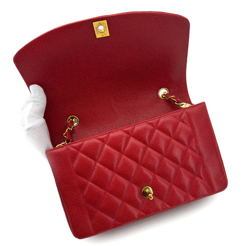 CHANEL VINTAGE DIANA MEDIUM CHAIN SHOULDER BAG RED CAVIAR SKIN 90298170 - PURPOSE