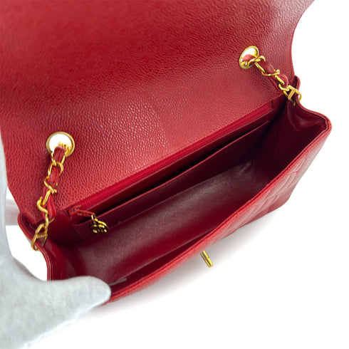 CHANEL VINTAGE DIANA MEDIUM CHAIN SHOULDER BAG RED CAVIAR SKIN 90298170 - PURPOSE