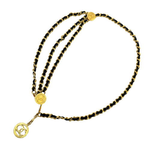 CHANEL VINTAGE CHAIN BELT LEATHER COCOMARK ACCESSORY 90298173