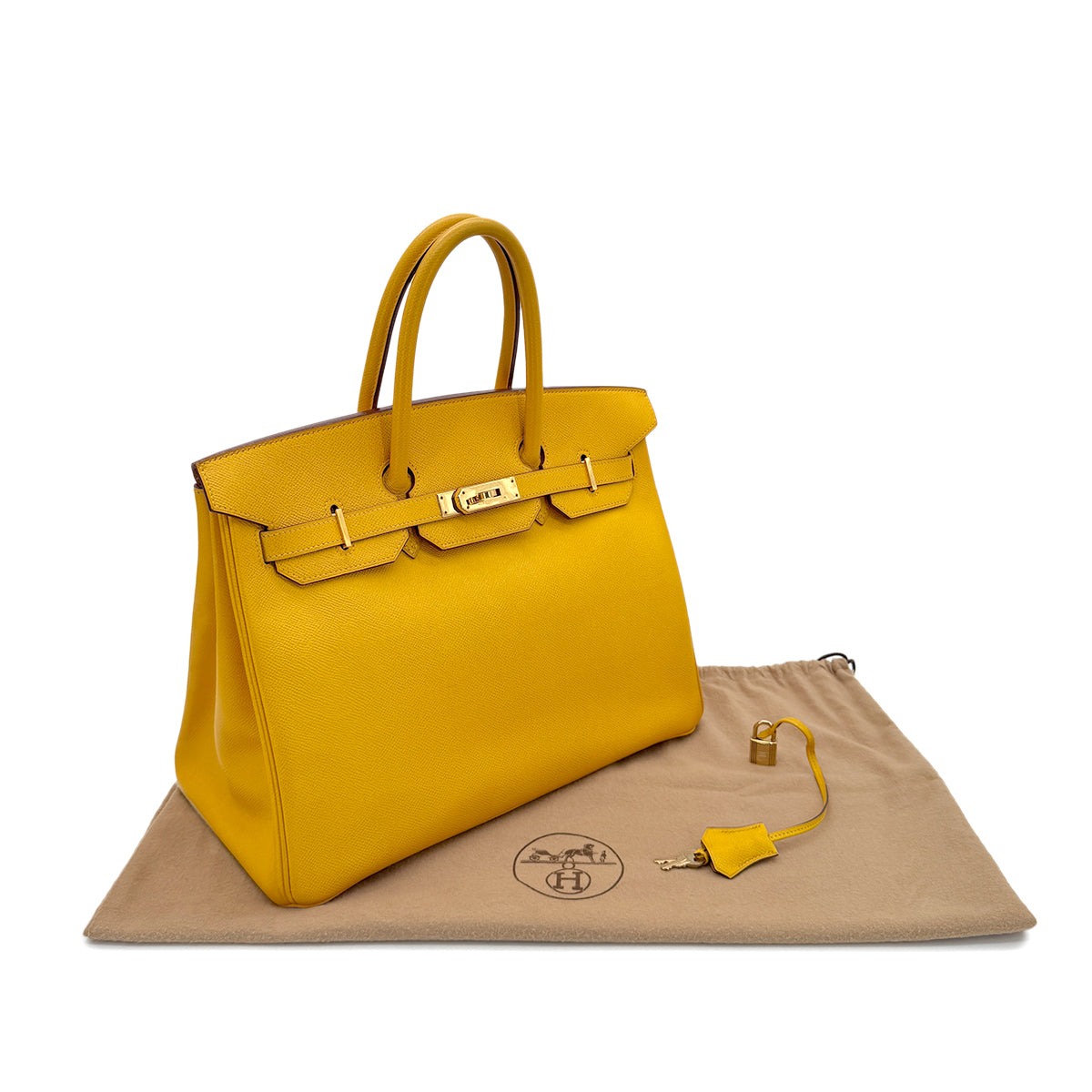 HERMES BIRKIN 35 JAUNE COURCHEVEL HAND BAG 〇Y GHW 90298313