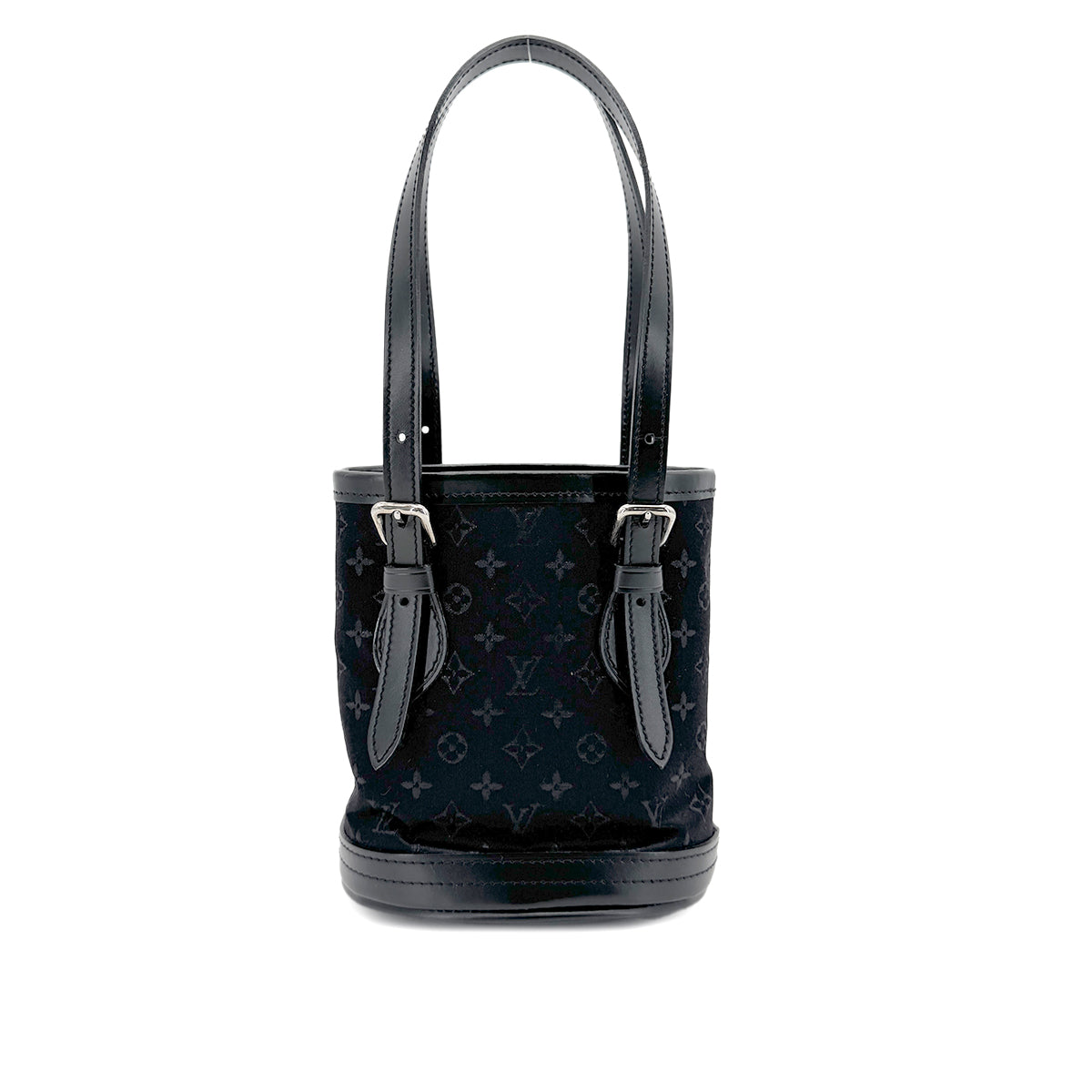 LOUIS VUITTON MONOGRAM SATIN LITTLE BUCKET HAND BAG BLACK M92144 90298314
