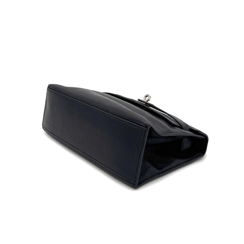 HERMES KELLY POCHETTE SELLIER BLACK EVERGRAIN HAND BAG □H SHW 90298325 - PURPOSE