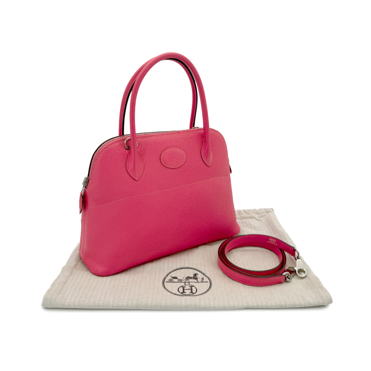 HERMES BOLIDE 27 ROSE AZALEE VEAU EPSOM HAND SHOULDER BAG T SHW 90298327