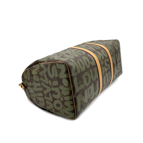 LOUIS VUITTON MONOGRAM GRAFFITI KEEPALL 50 HAND BAG BROWN GREEN M92196 90298329 - PURPOSE