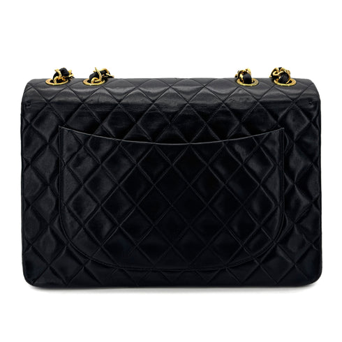 CHANEL VINTAGE MAXI MATELASSE 34 CHAIN SHOULDER BAG BLACK LAMB SKIN 90298330 - PURPOSE