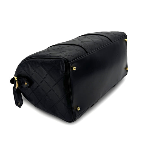 CHANEL VINTAGE BICOLORE BOSTON SHOULDER BAG BLACK LEATHER 90298331 - PURPOSE